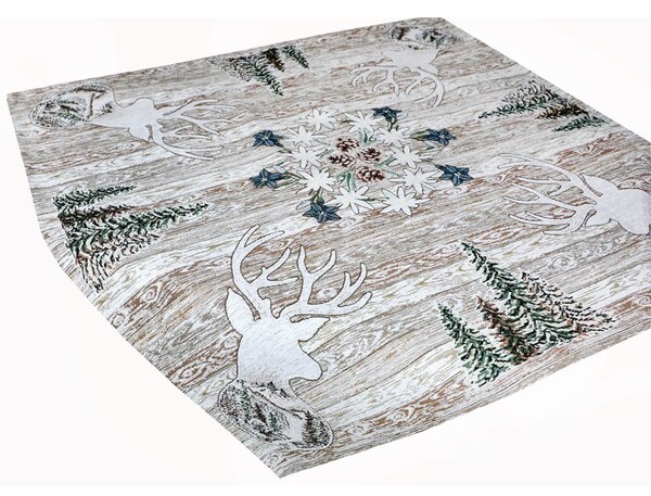 Tovaglia Gobelin Cervo marrone 90x90 cm Chenille IT027