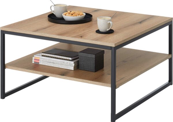Tavolino KUBUS in rovere Evoke con struttura quadrata in metallo (LxHxP) 75x40x75 cm