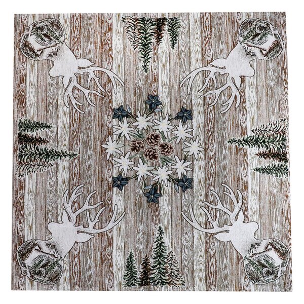 Tovaglia Gobelin Cervo marrone 90x90 cm Chenille IT027