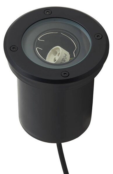 Lindby lampada da incasso a pavimento Cliff, Ø 13 cm, rotonda, nero