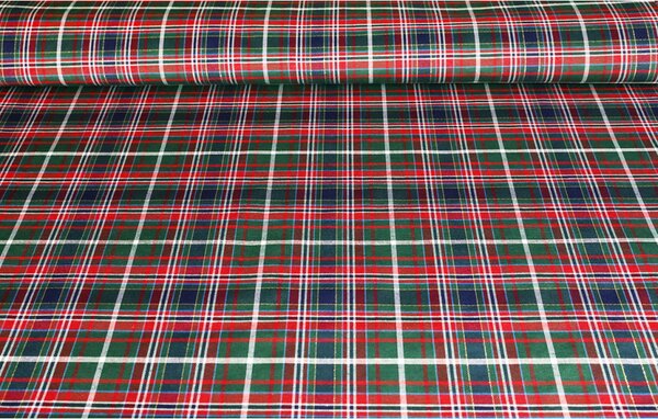 Runner di natale a quadri verdi con lurex