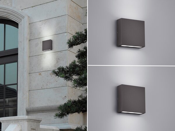 Set di 2 applique LED per l'illuminazione di facciate esterne e interne di colore antracite SU/GIÙ