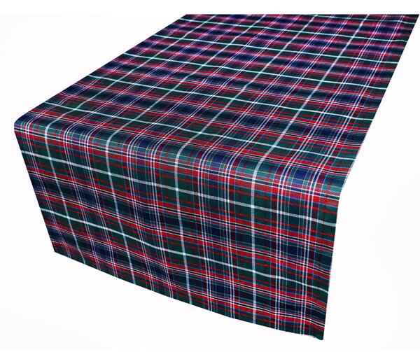 Runner di natale a quadri verdi con lurex