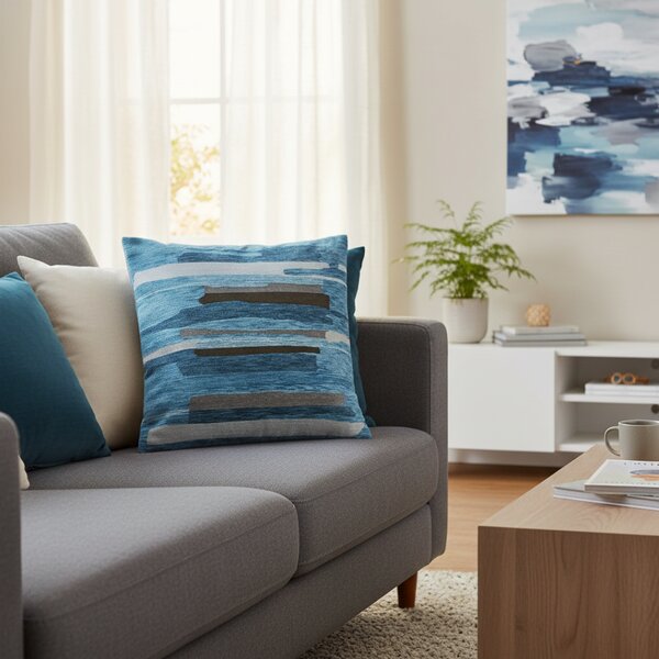 Federa cuscino gobelin cinigliato Fuji ottanio Chenille IT122