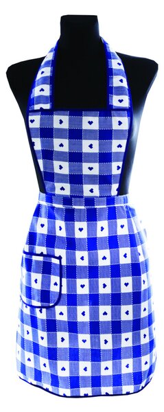 Grembiule da cucina in cotone blu con cuori
