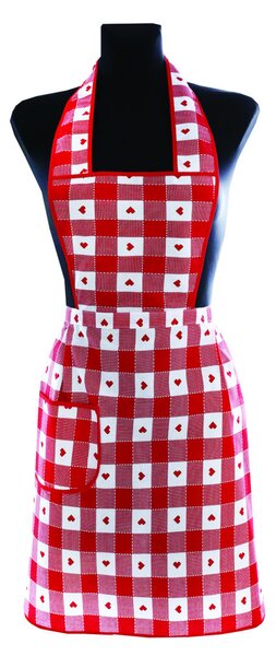 Grembiule da cucina in cotone rosso con cuori