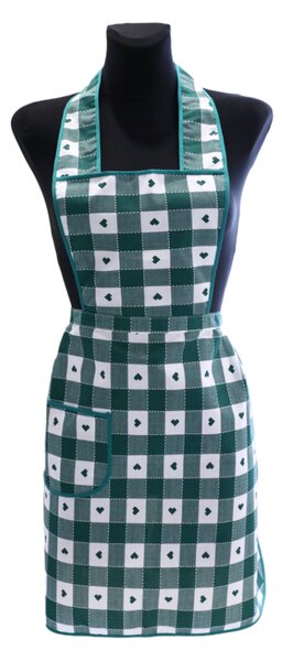 Grembiule da cucina in cotone verde con cuori