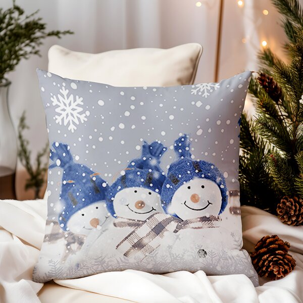 Federa cuscino Pupazzi di neve blu 40x40 cm Made in Italy