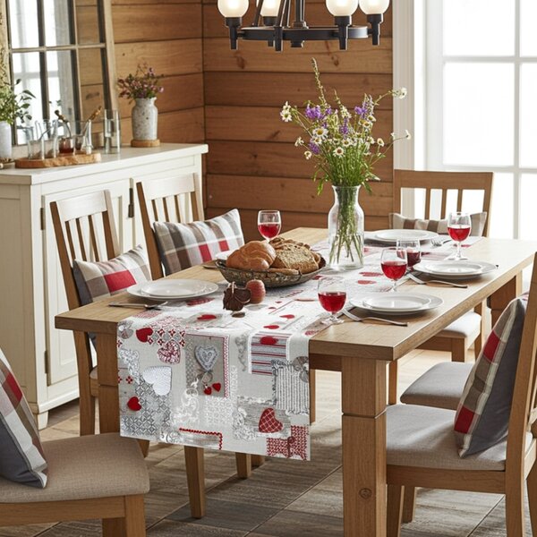 Runner cuori rossi patchwork