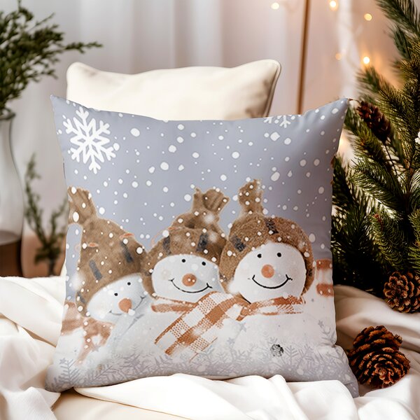 Federa cuscino Pupazzi di neve beige 40x40 cm Made in Italy