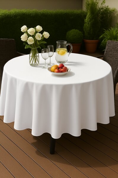 Tovaglia da giardino rotonda Ø 150 cm bianco