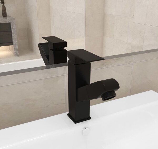 VidaXL Rubinetto per lavabo con doccetta estraibile nero 157x172 mm