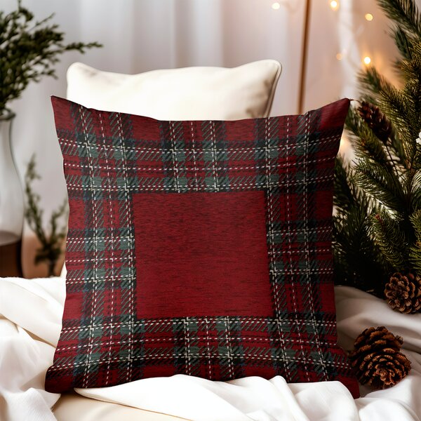 Federa cuscino gobelin Tartan bordó Chenille IT025