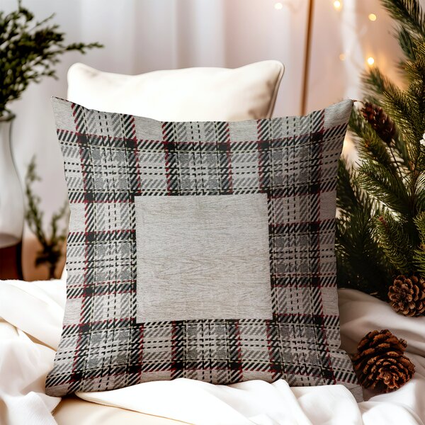 Federa cuscino gobelin Tartan beige Chenille IT025