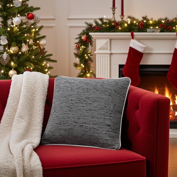 Federa cuscino gobelin grigio scuro Chenille IT150