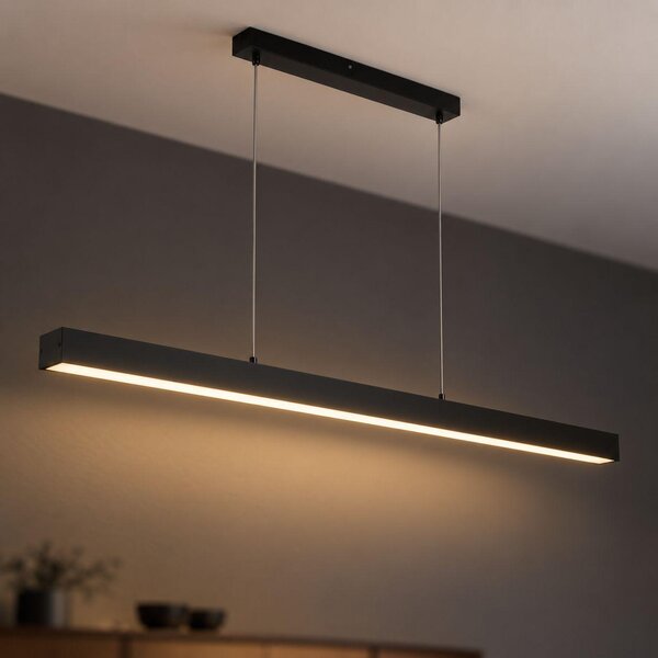 Lampada a sospensione a LED in metallo lunga 100 cm nera dimmerabile 2700 K bianco caldo Luce a sospensione moderna Luce a sospensione sala da pranzo
