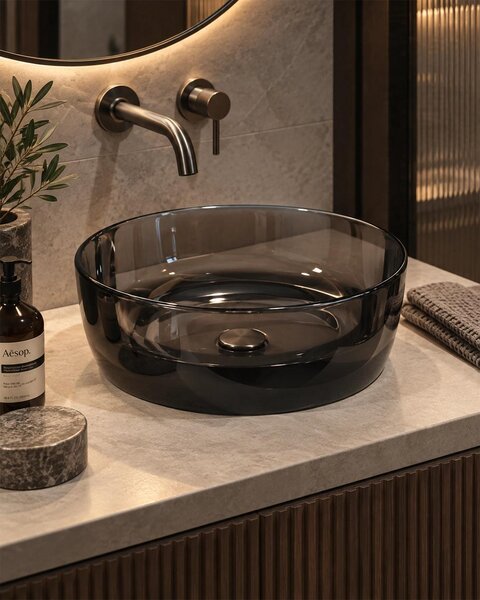 Lavabo 40 cm ciotola da appoggio Ischia in resina nero