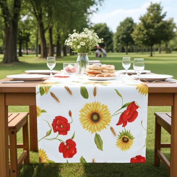 Runner 50x150 cm Girasoli e papaveri selvatici