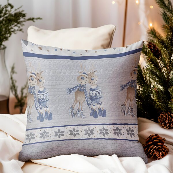 Federa cuscino renna blu 40x40 cm Made in Italy