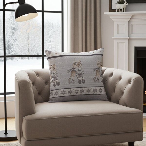 Federa cuscino renna beige 40x40 cm Made in Italy