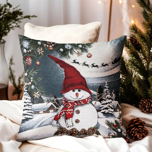 Federa cuscino gobelin Pupazzo di neve Chenille IT07