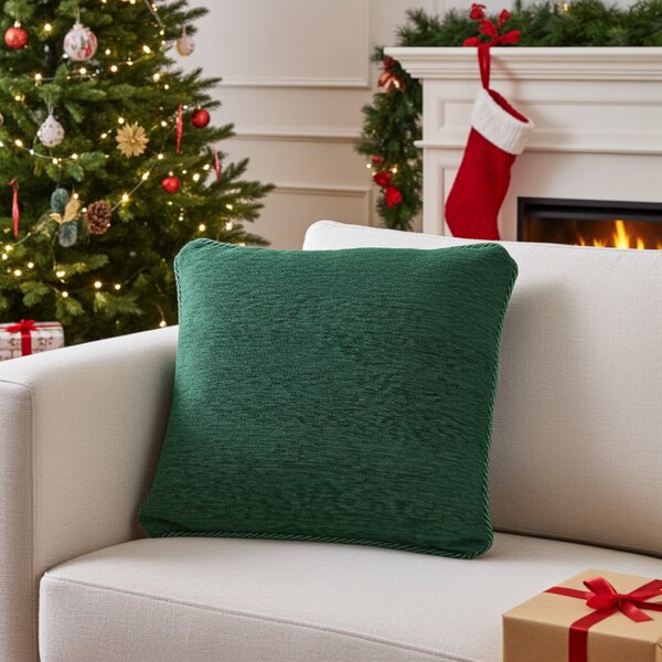 Federa cuscino gobelin verde scuro Chenille IT150