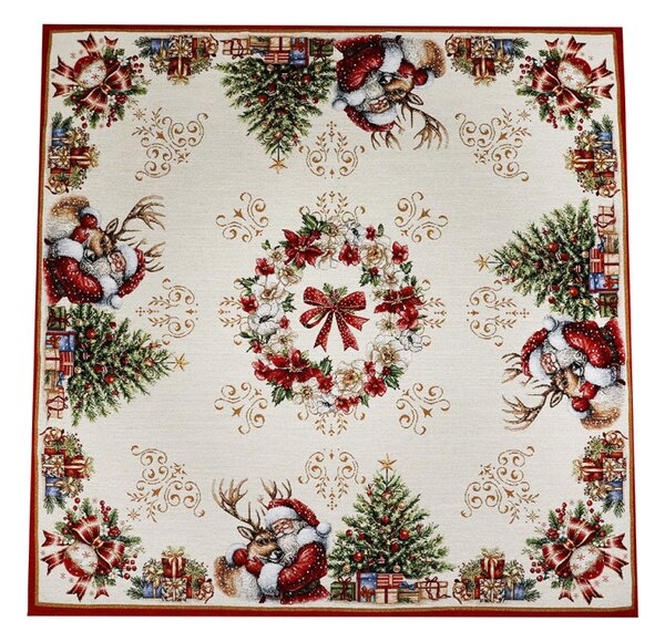 Lussuosa tovaglia natalizia arazzo con lurex - Babbo Natale
