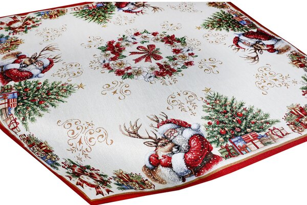 Lussuosa tovaglia natalizia arazzo con lurex - Babbo Natale