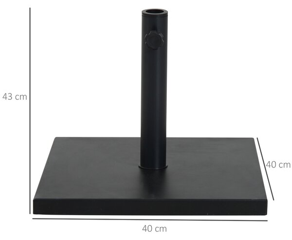 Outsunny Base per Ombrellone 13kg in Cemento con Finitura Lucida, 40x40x43cm, Nero|Aosom