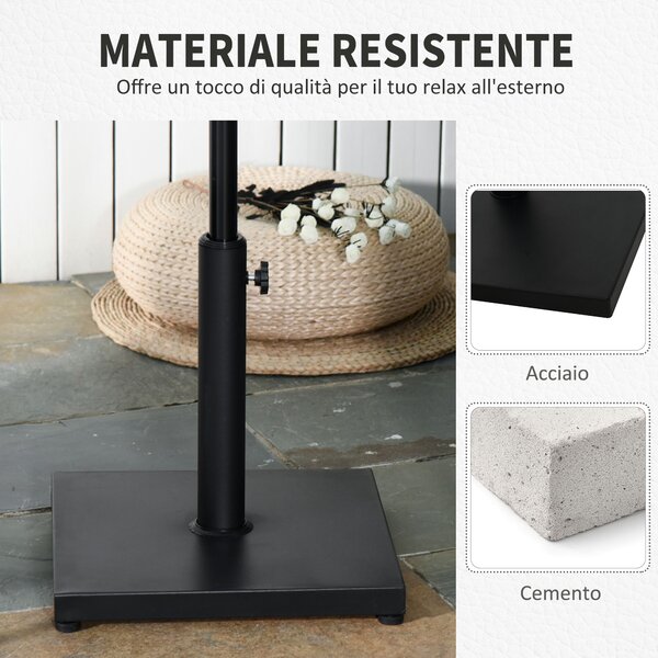 Outsunny Base per Ombrellone 13kg in Cemento con Finitura Lucida, 40x40x43cm, Nero|Aosom
