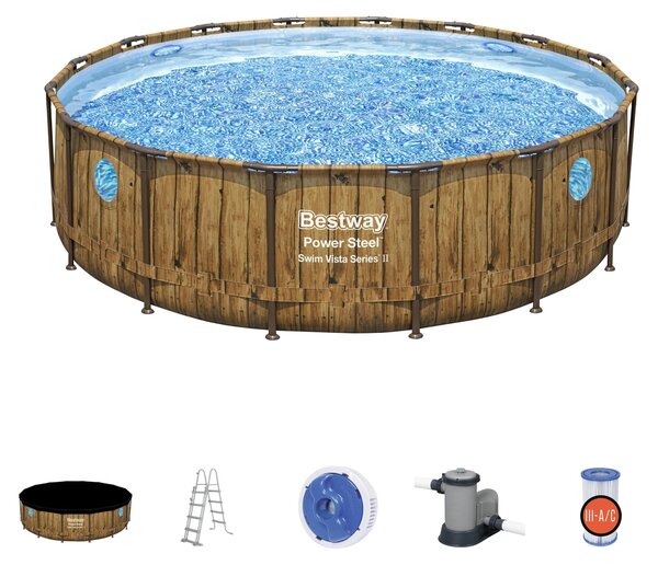 Piscina tonda Power Steel Swim Vista Series Con Oblò 488X122 Bestway 56725