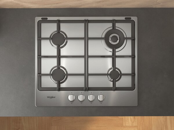 Whirlpool Piano Cottura a Gas 4 Fuochi da incasso 58 cm colore Acciaio inox - TGML 661 IX R