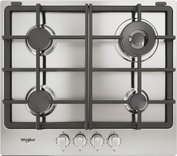 Whirlpool Piano Cottura a Gas 4 Fuochi da incasso 58 cm colore Acciaio inox - TGML 661 IX R