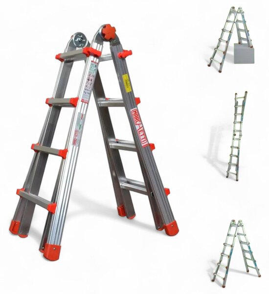 Scala multiuso alluminio versatile con gradini per lavori domestici e professionali leggera e pieghevole robusta e sicura - 4+5