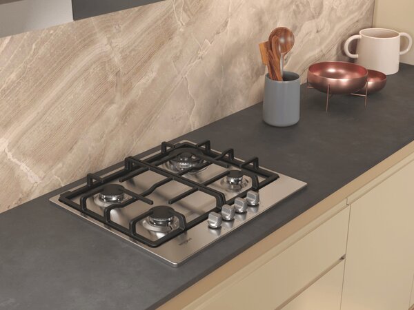 Whirlpool Piano Cottura a Gas 4 Fuochi da incasso 58 cm colore Acciaio inox - TGML 661 IX R