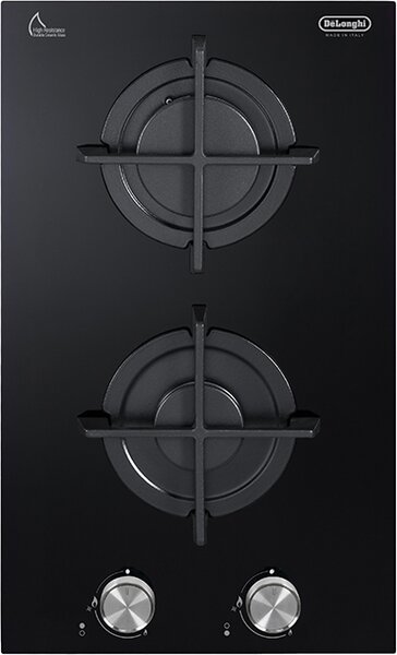De Longhi Piano Cottura 2 Fuochi a Gas 30 cm Vetroceramica colore Nero - NSL 230 NC