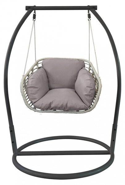 Dondolo posto singolo con struttura in metallo e cuscino morbido e confortevole 105x156xH105 cm da esterno