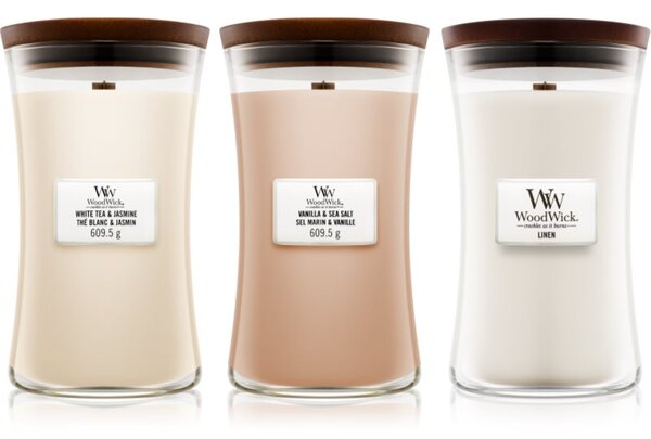 Woodwick Linen, Tea & Sea Salt set set