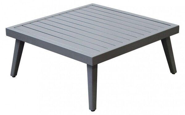 Tavolino basso in alluminio da salotto esterno giardino o terrazza con piano a doghe