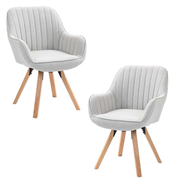 Meubles Cosy - Set di 2 comode sedie da pranzo in tessuto beige con rotazione a 360° - CARSON