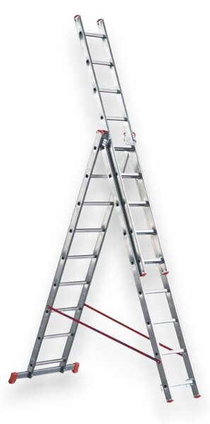 Scala tripla alta multiuso in alluminio a tre elementi 7+7+7 gradini Marchetti