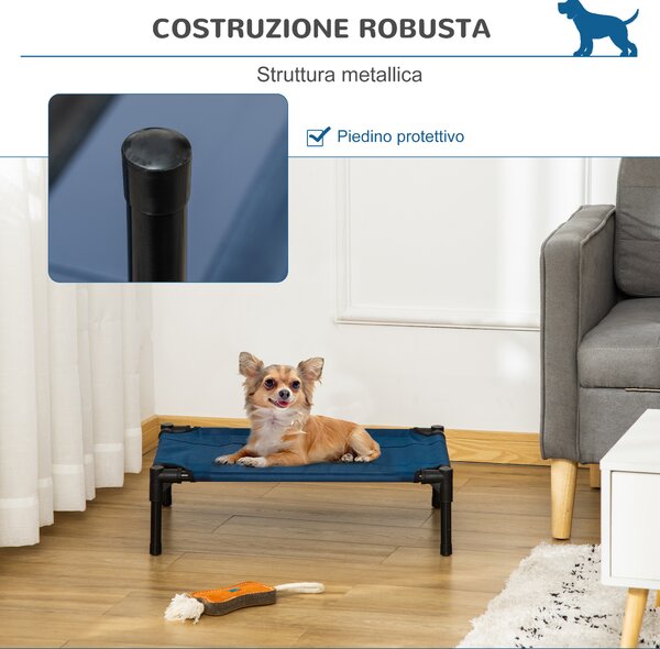 PawHut Lettino per Cani Rialzato con Seduta Traspirante, in Acciaio e Tessuto, 61x46x18 cm, Marrone e Nero|Aosom