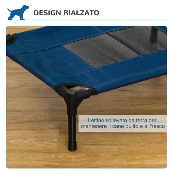 PawHut Lettino per Cani Rialzato con Seduta Traspirante, in Acciaio e Tessuto, 61x46x18 cm, Marrone e Nero|Aosom