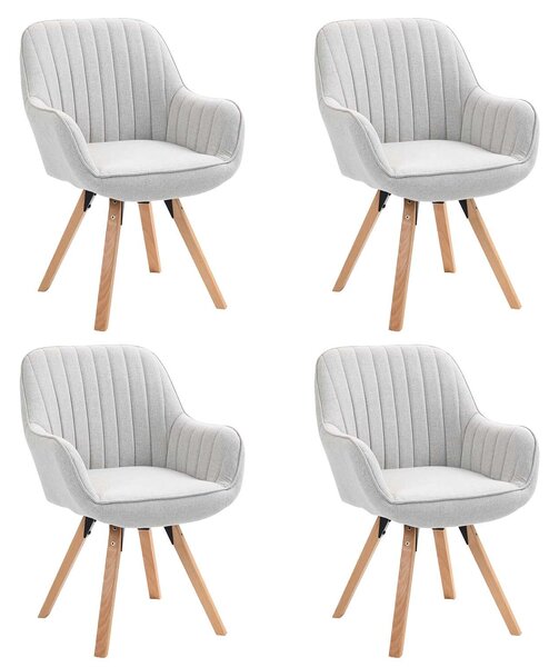 Meubles Cosy - Set di 4 comode sedie da pranzo in tessuto beige con rotazione a 360° - CARSON
