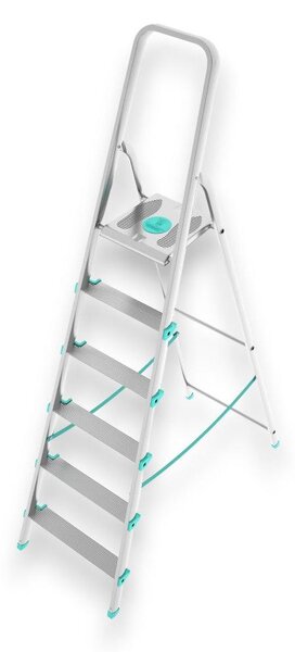 Scala multiuso alta in alluminio stabile e resistente con gradini antiscivolo e piattaforma ampia Libellula - 6 gradini - 51x111xH189 cm