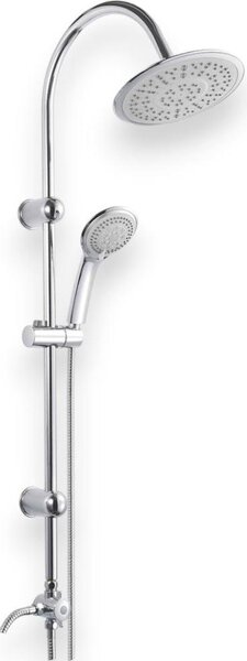 Set colonna doccia in acciaio tonda cromata con soffione mono getto e doccetta in ABS 5 getti cromata