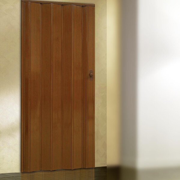 Porta a soffietto effetto legno in pvc rigido con maniglia 82x214 cm - Ciliegio