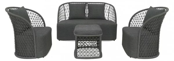 Salotto da giardino con struttura in alluminio e rivestimento in corda Nido Urban