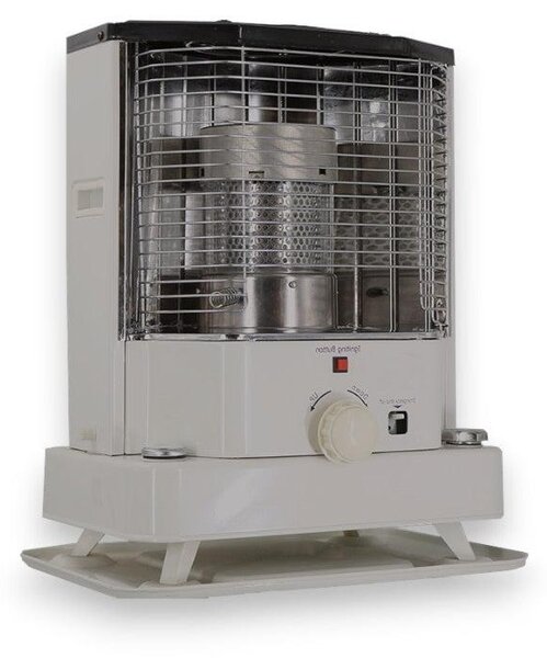 Stufa radiante a combustibile liquido 2400W bianca 42x31xH52 cm con accensione piezoelettrica