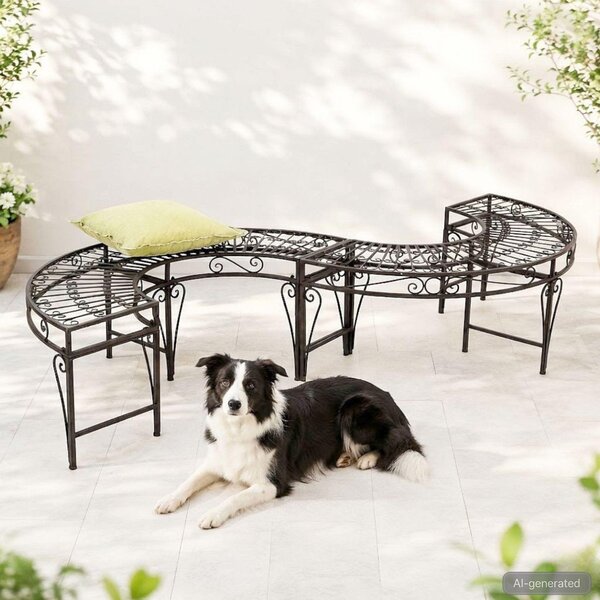 Panca da giardino DanDiBo, resistente alle intemperie, in metallo a forma di S, color marrone, modello 96766. Panca per esterni, panca da giardino, panca per parchi, in ferro